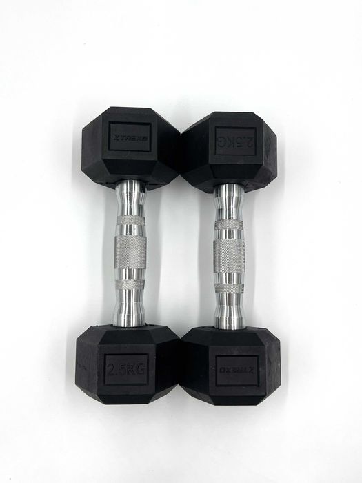 Гумирани дъмбели HEX Pro - 2,5 кг