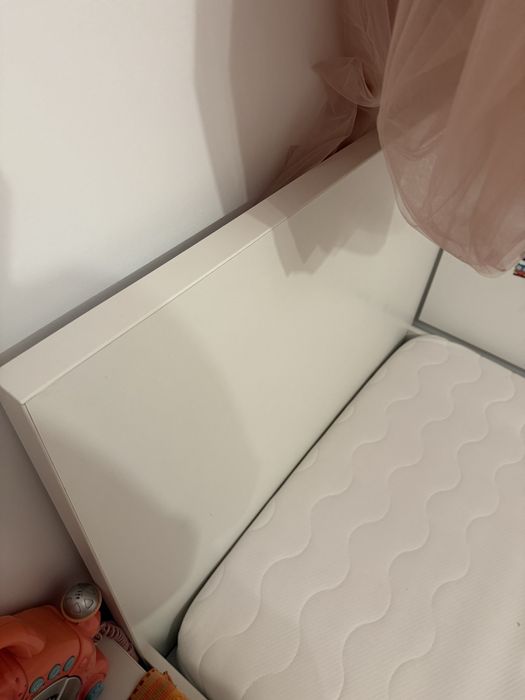 Pat solid din pal cu saltea de 90/200 cm