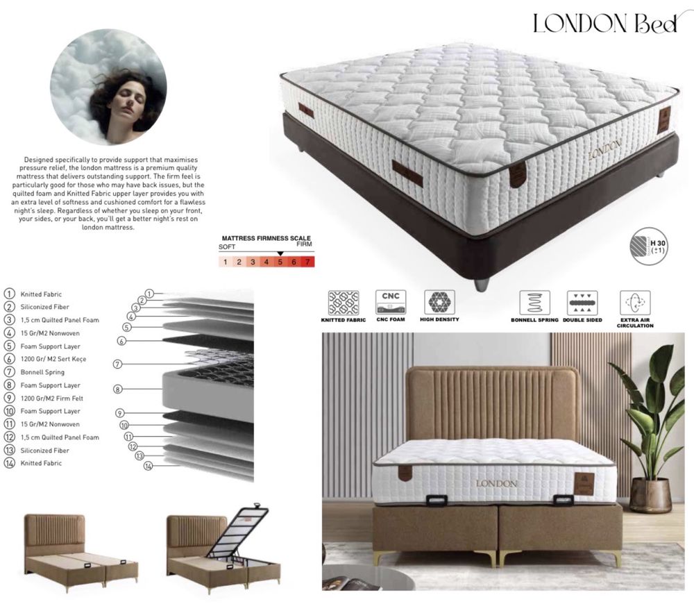 Тапицирана спалня London Bed - Mense 13 Light Camel