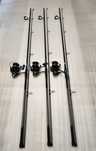 SET 3 Lansete Super Point 3.9m, 4.5lbs 2segmente + 3 Mulinete TM12000
