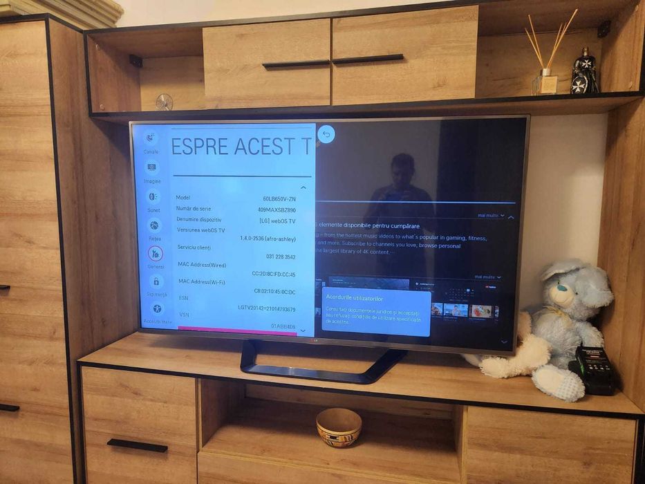 Televizor LED LG 3D 152 cm/ Netflix / Youtube + suport perete