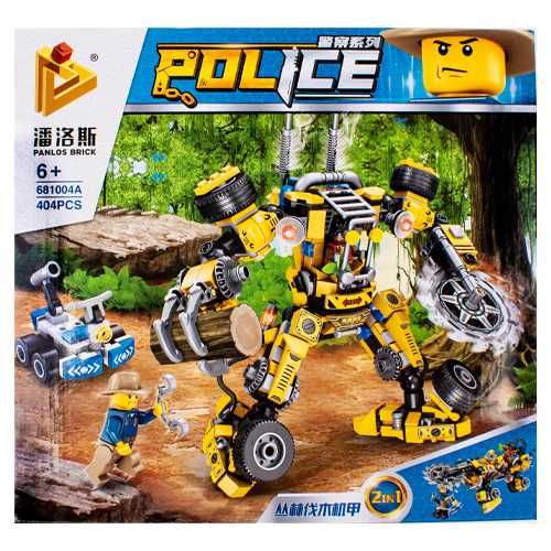 Set constructie, tip lego, Politia padurii - 2 IN 1