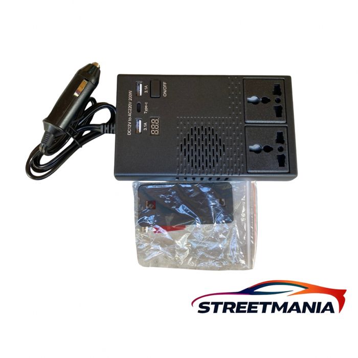 Инвертор за кола 12V към 220V – 200W, преобразувател