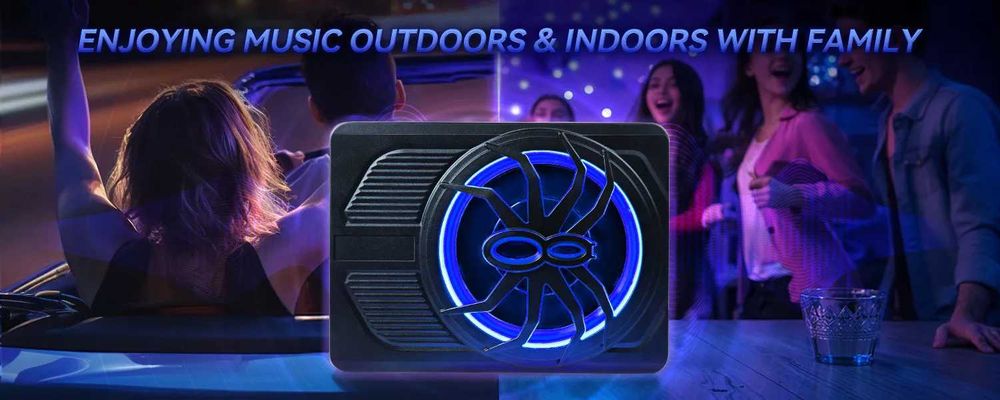 Компактен 10” автомобилен 800 W активен субуфер със синя  подсветка