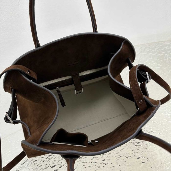 Geanta The Row Margaux 12, suede, 32cm, tip Premium