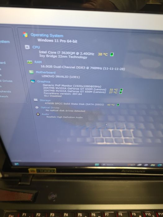 Laptop gaming Lenovo Y500 i7 16gb ssd 512gb video 4gb 15,6"fhd