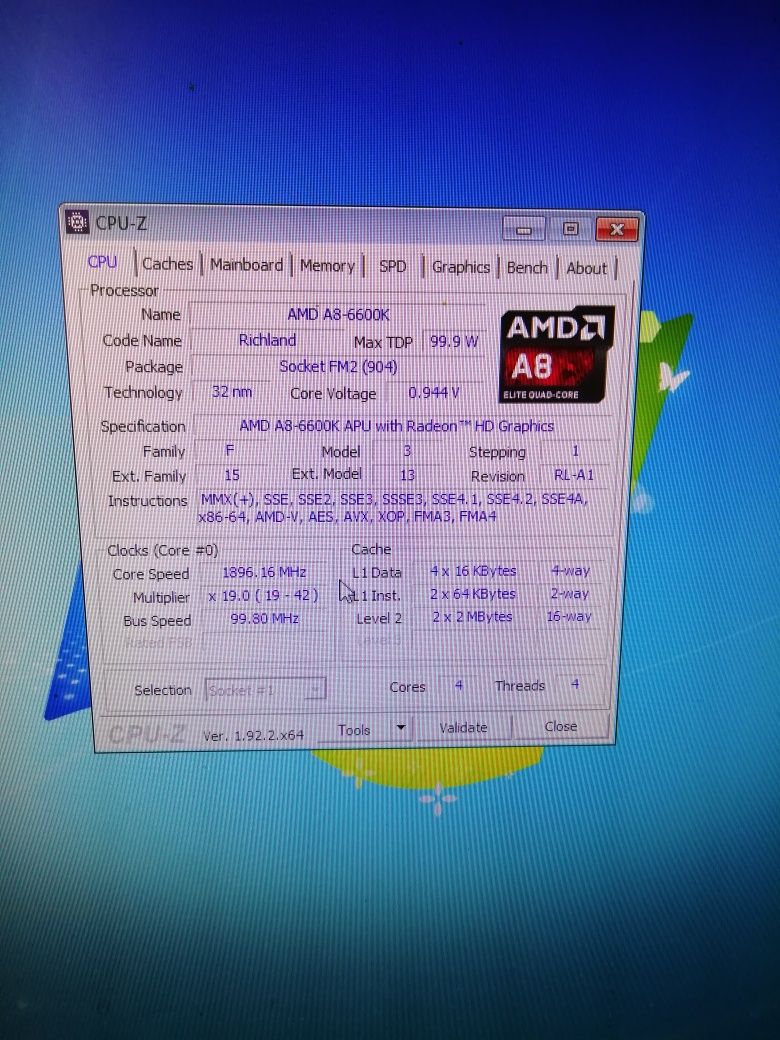 KIT AMD 6600k/MBU/Ram