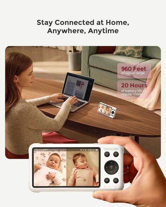 Momcozy BM04 бебефон - WiFi, 2 камери, 5" дисплей, мобилно приложение