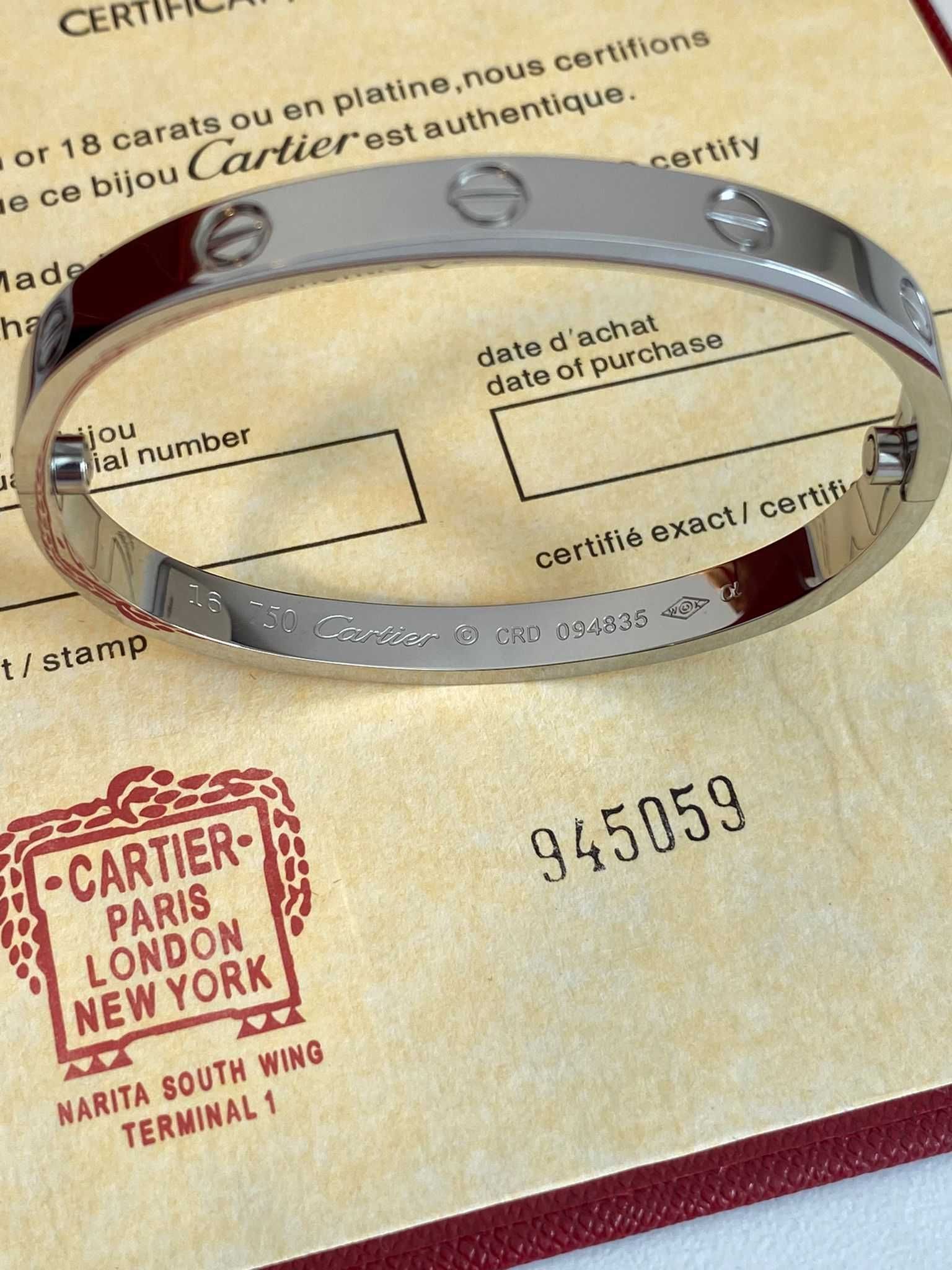 Brățară Cartier LOVE 21 White Gold 750 cu Cutie
