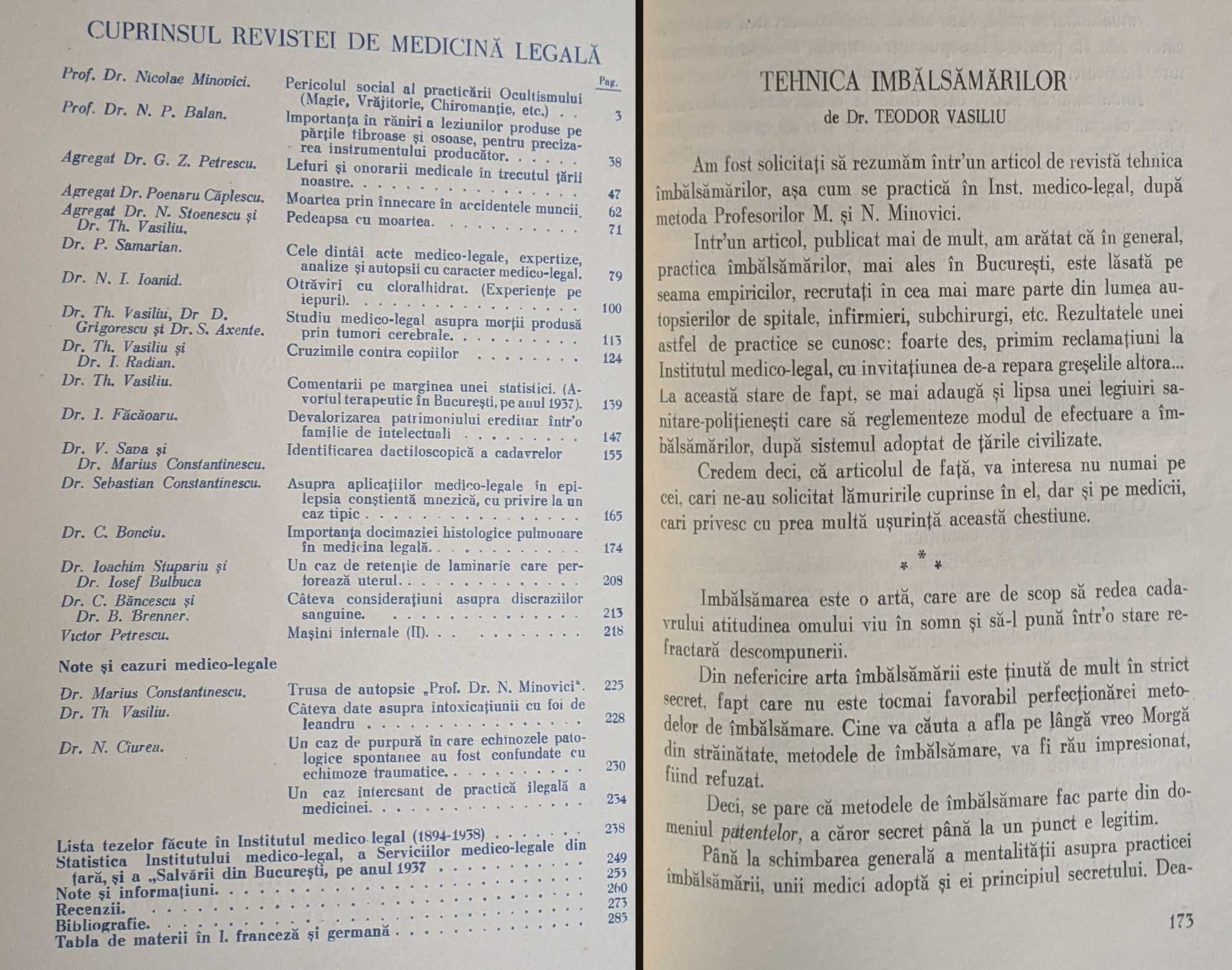 Carte Criminalistica Juridic Veterinar 1937 REVISTA de MEDICINA LEGALA