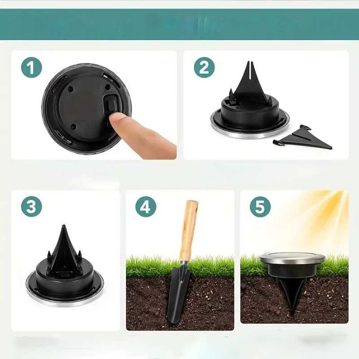 Градински лампи със соларини панели 12 броя - бяла светлина