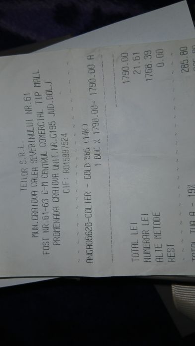 Vând lănțișor TEILOR purtat de doua ori