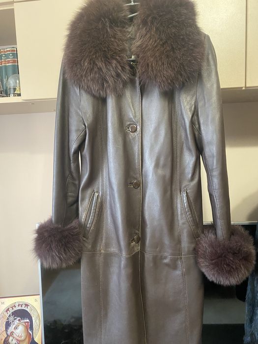 Haina dama piele naturala maron ciocolata!