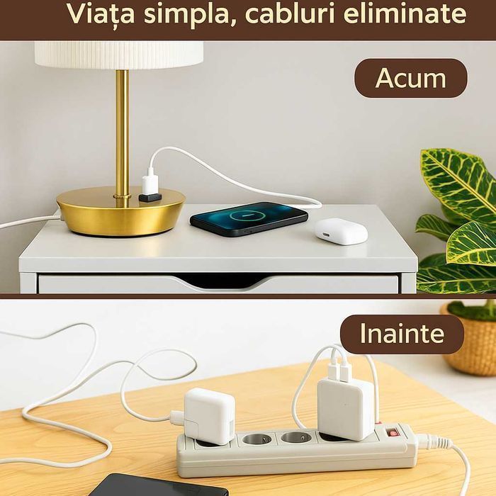 Set 2 Lampi pentru Noptieră cu port USB