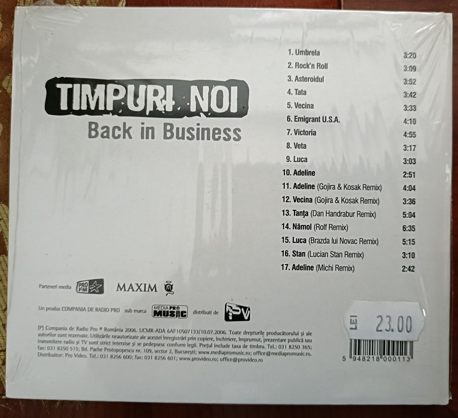 Timpuri Noi - Back in Business , CD Sigilat cu muzică Rock