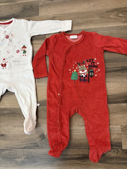 Salopete fetita cu print de Craciun marime 74