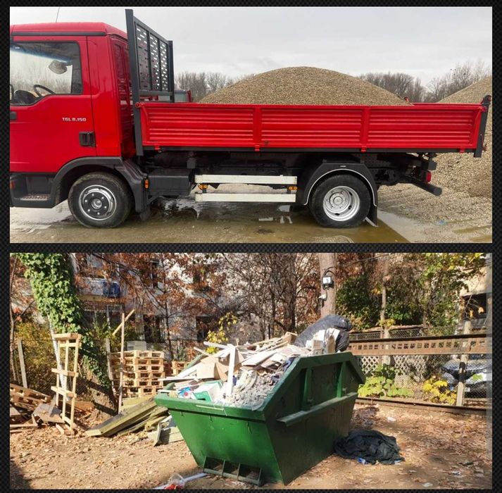 Container moloz gunoi deseuri .transport nisip balastru pietris marg.