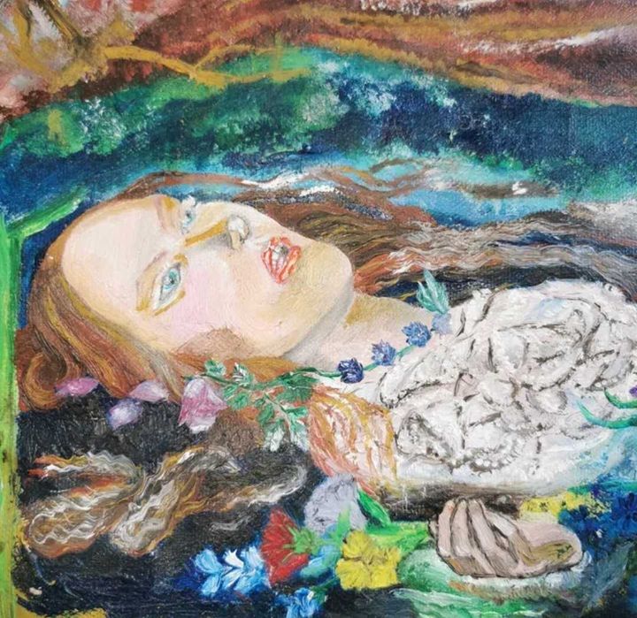 Pictura originala ulei pe pânză, reproducere Ophelia Millais