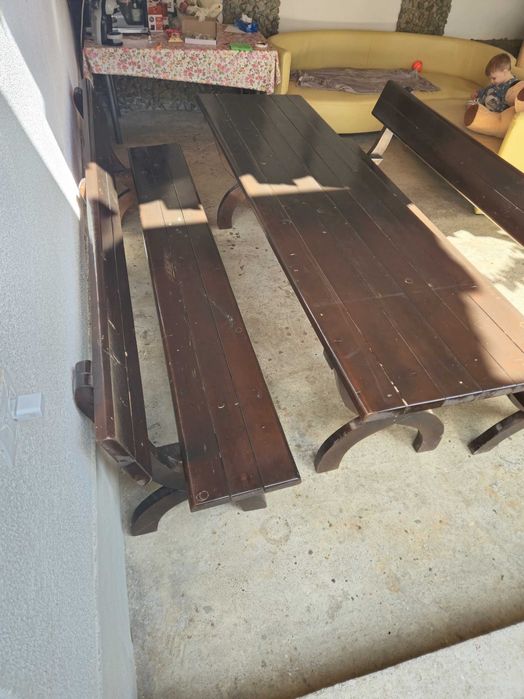 Mobilier de derasa si gradina masa cu 2 banci lungime 2.5m