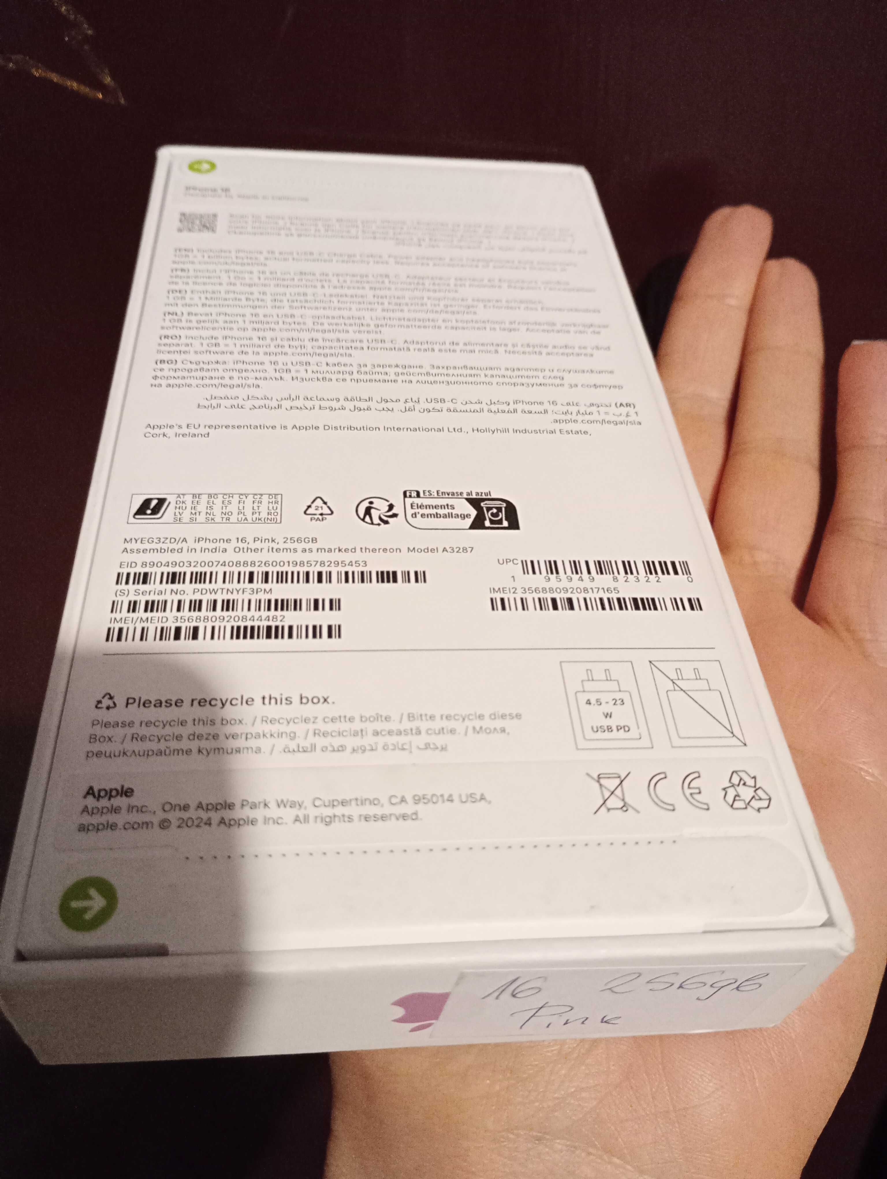 Iphone 16, 256 GB, Pink