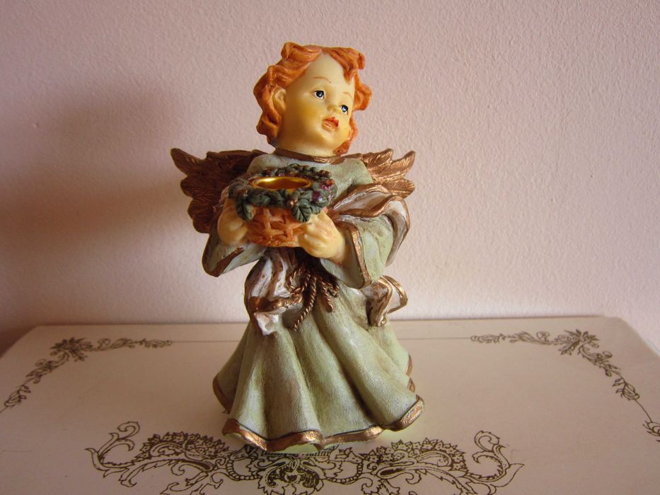 cadou rar Craciun Inger superb cu rochie Verde colectie Germania 1980