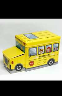 Детска Кутия за играчки - Табуретка "Училищен Автобус"
