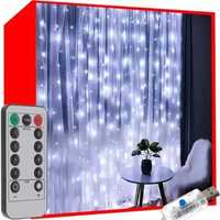Светлинна завеса 300 LED с USB - топло бяло 3х3 м, Коледна декорация
