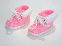 Розовые вязаные ботиночки для новорожденной девочки, Тёплые пинетки