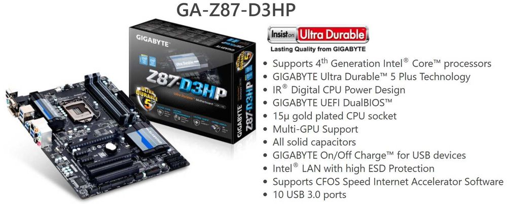 Дъно Дънна платка GIGABYTE GA-Z87-D3HP 1150 DDR3 OVERCLOCK