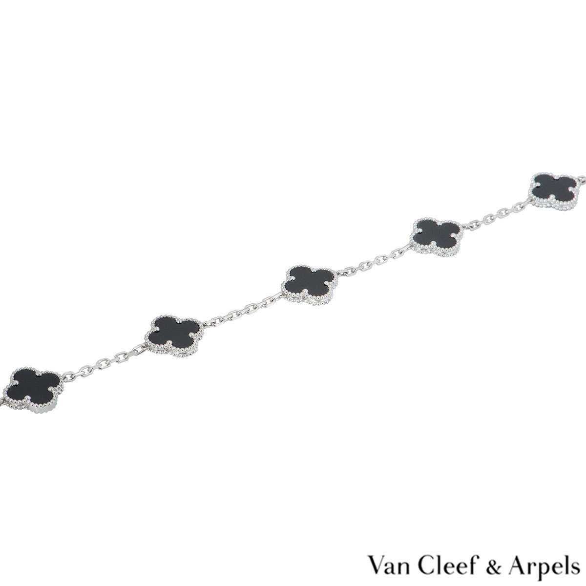 Van Cleef & Arpels VCA Silver Black 5 Motifs Alhambra Дамска Гривна