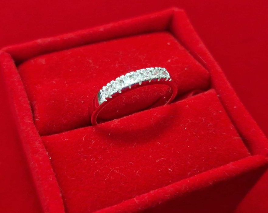 GR91, inel placat aur alb 18k, tenis, zirconii albe, nou,reducere 20%