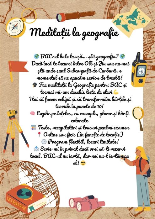 Meditatii/pregătire geografie Bac