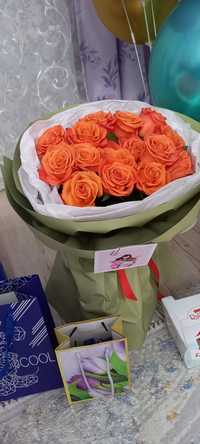 Букет роз, оранжевые