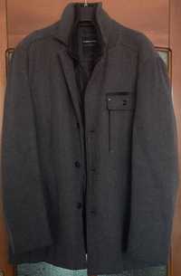 Palton barbati lana naturala, Angelo Litrico XXL, gri inchis/carbune