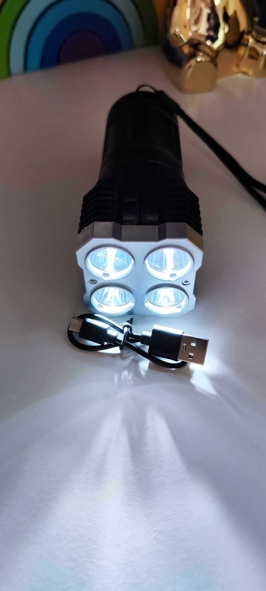 Lanterna LED  cu acumulator , indicator nivel baterie, LED lateral