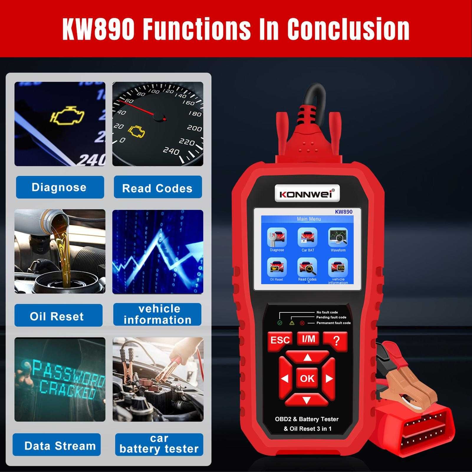 авто диагностика  + акумулаторKONNWEI KW890