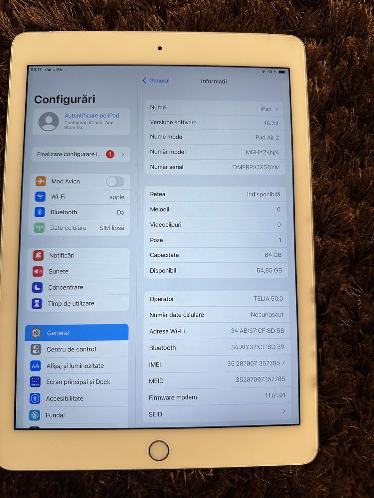 iPad Air 2 celular,cartela sim