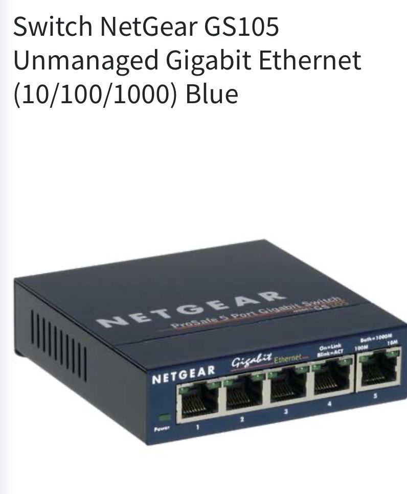 Switch NetGear GS105 Unmanaged Gigabit Ethernet (10/100/1000) Blue