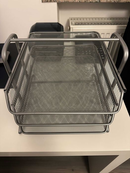 Organizator documente metalic IKEA cu 3 niveluri si sertare, Argintiu