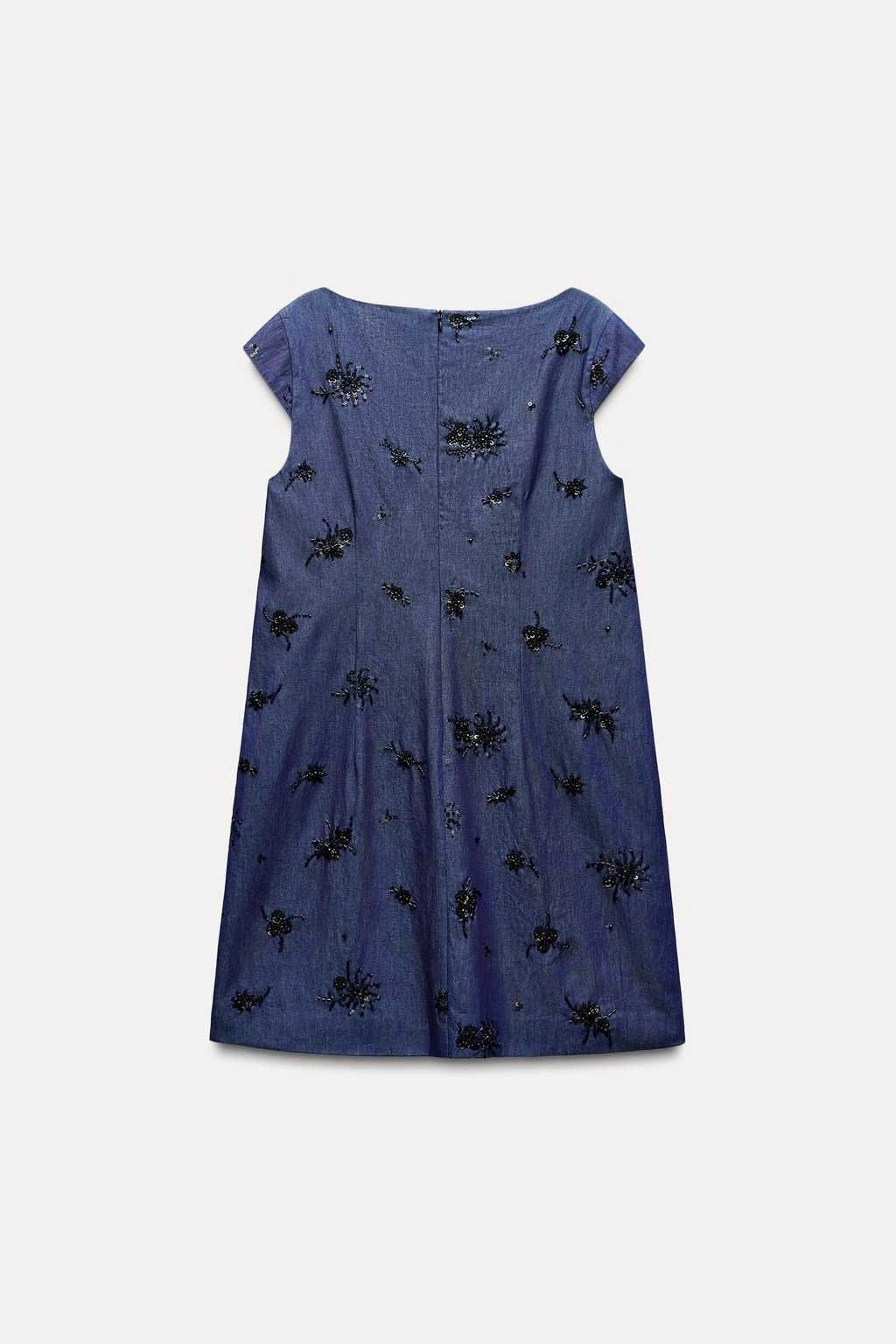 Нова памучна мини рокля Zara с бродирани мъниста, XS