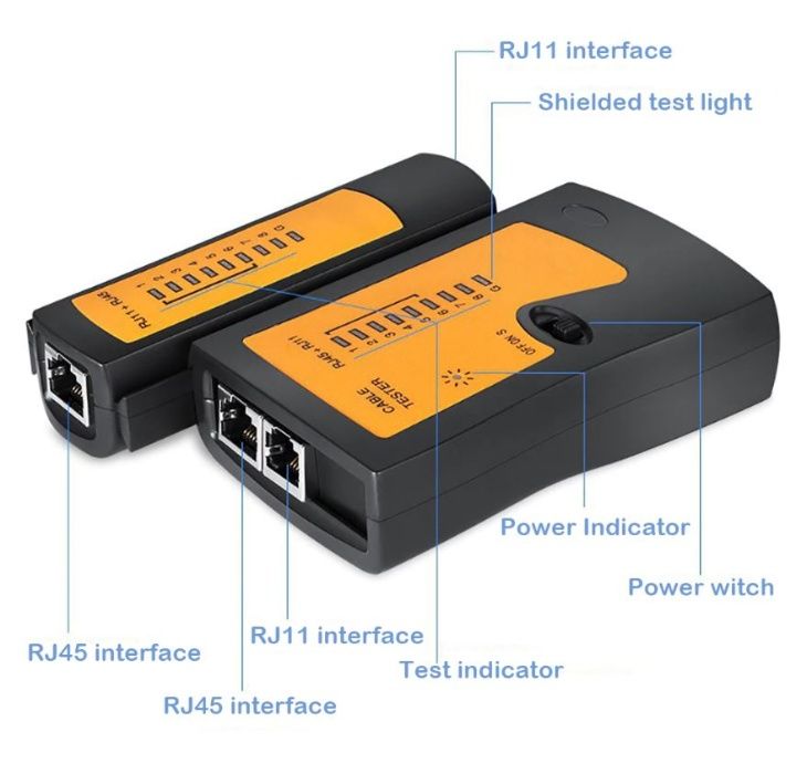 Тестер за RJ45 RJ11 кабели LAN WAN Network Cable Tester