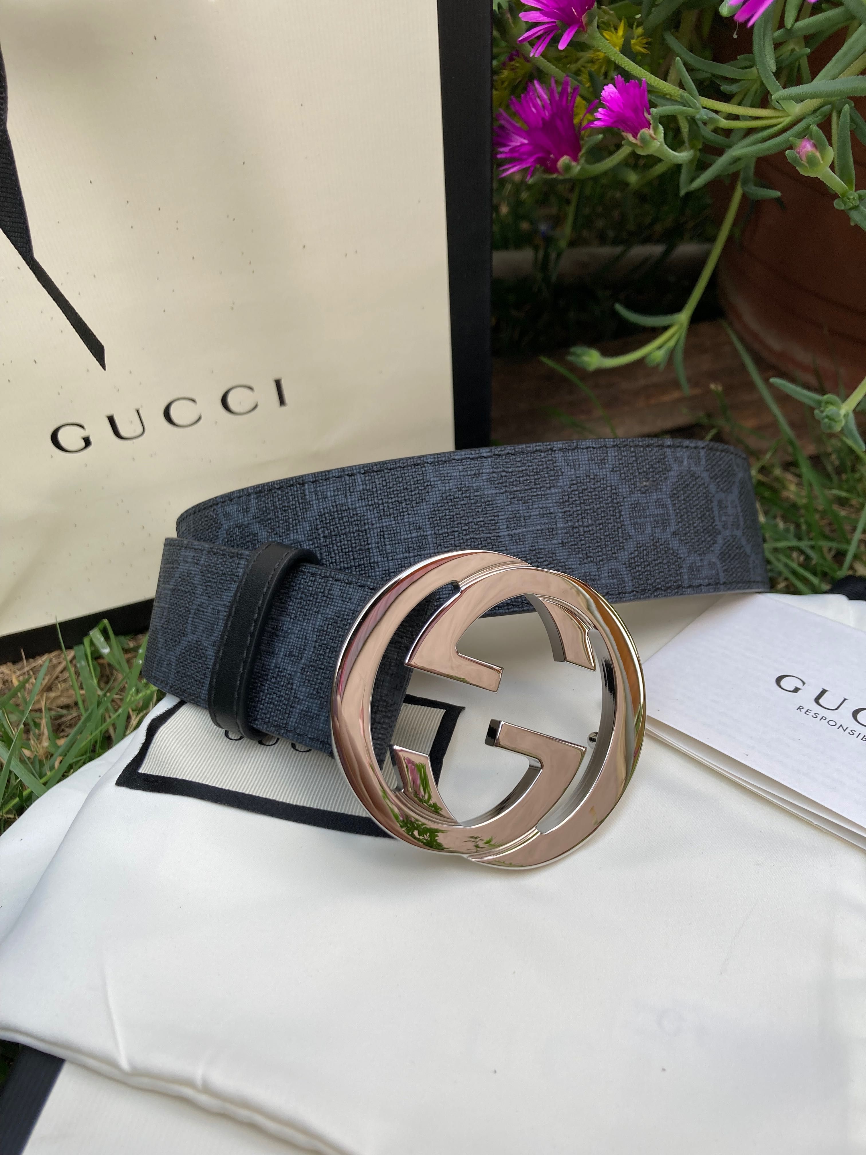 Curea originala Gucci GG Supreme belt with G buckle noua cu factura