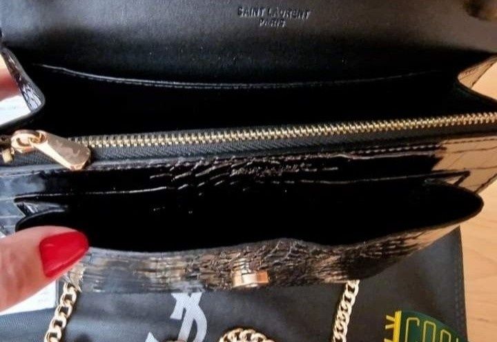 Geanta damă, model croco,Italia, saculet, etichetă