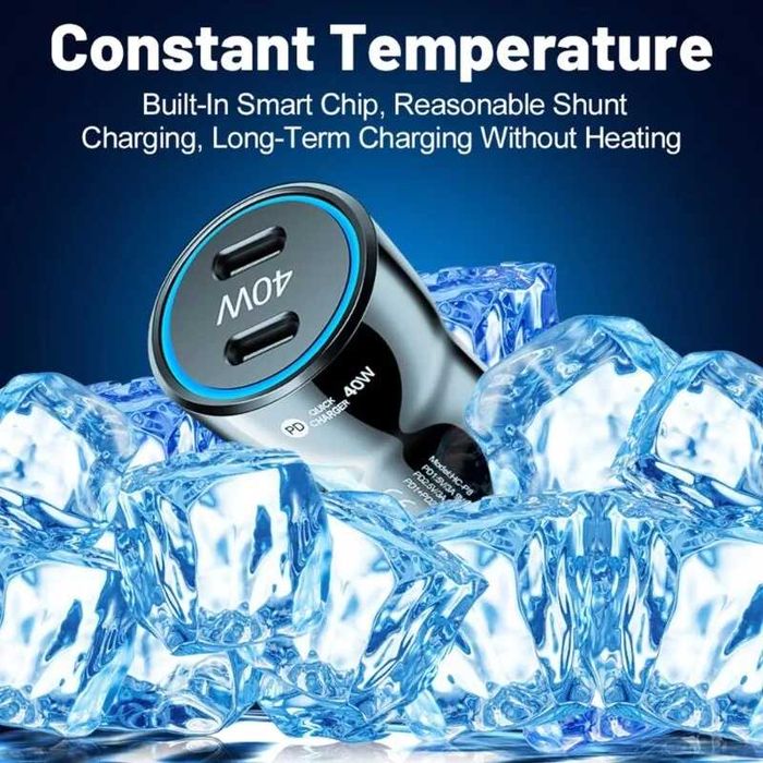 Incarcator super fast telefon 40W pt masina Alb. Nou ambalat