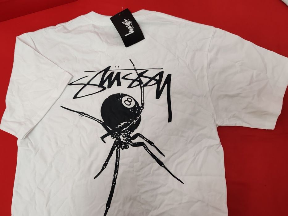 Tricou Stussy Spider 8 ball alb