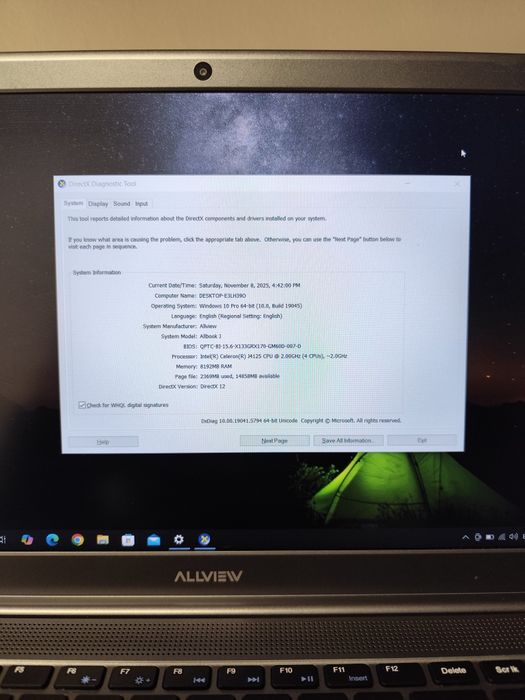 Laptop Ca nou! – Allbook Allview J Series 8Gb RAM 256Gb SSD