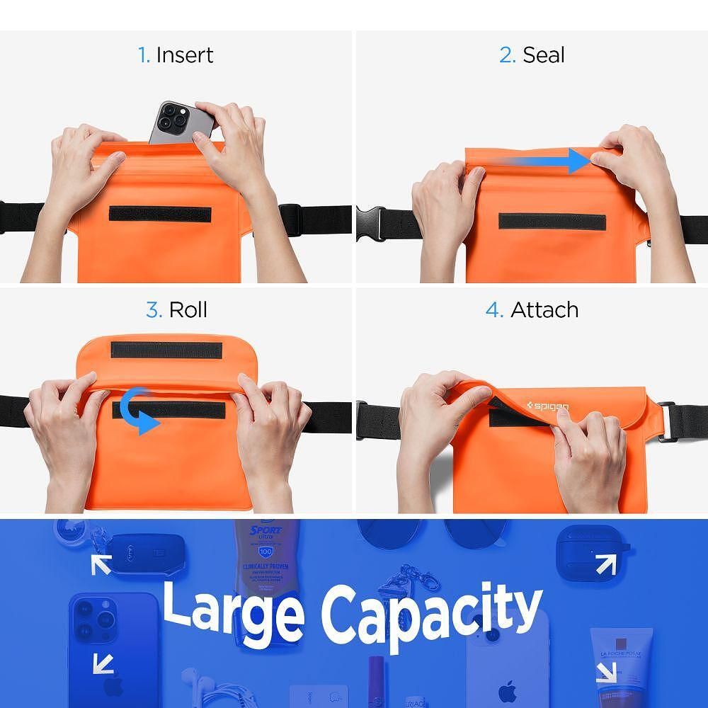 Универсална водоустойчива чанта spigen a620 orange 2 pack