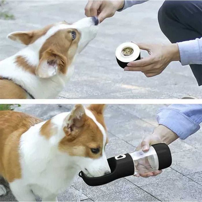 Бутилка/поилка с купичка за куче и котка 3 в 1 – вода, храна и купичка