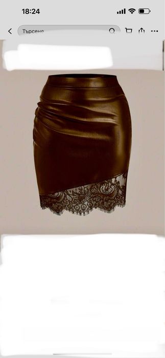Кафява кожена пола(Нова)-ХЛ