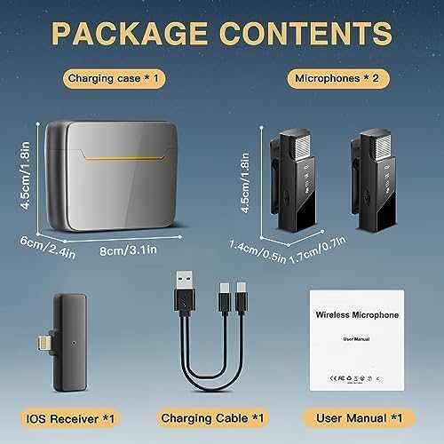 Нови 2 броя Безжични Микрофони с Кутия за Зареждане iPhone и iPad